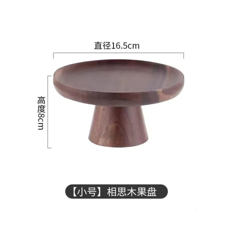 Japanese acacia tall cake plate wedding dessert table display stand home furnishings fruit snacks wooden tray - small