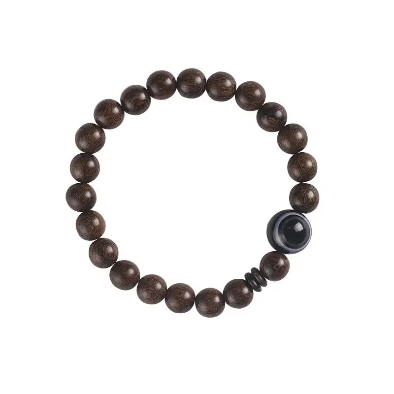 Natural golden silk sandalwood chinese retro literary style rosary bracelets for men and women wooden buddha beads hand