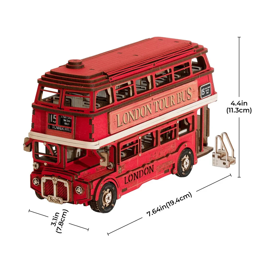 Robotime rolife london tour bus city sightseeing car model best gifts present for kids building block kits 3d wooden