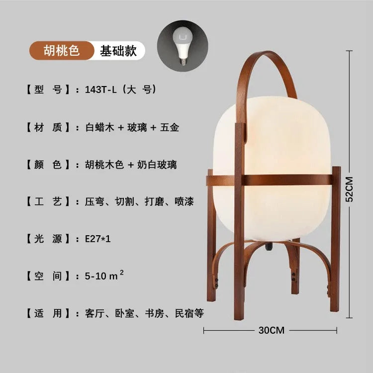 Japanese design solid wood glass desk light led e27 vintage table lamp home decor living room bedroom bedside kitchen