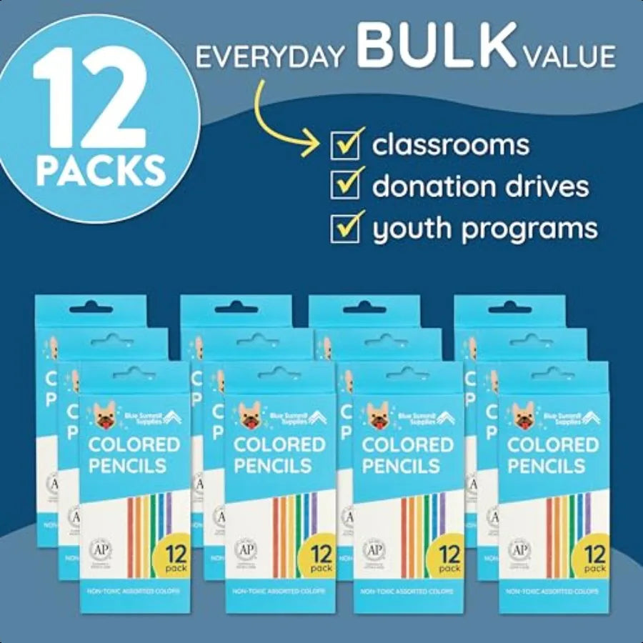 144 colored pencils bulk classroom pencil for sharpened coloring assorted colors 12 count boxes total boxes - united