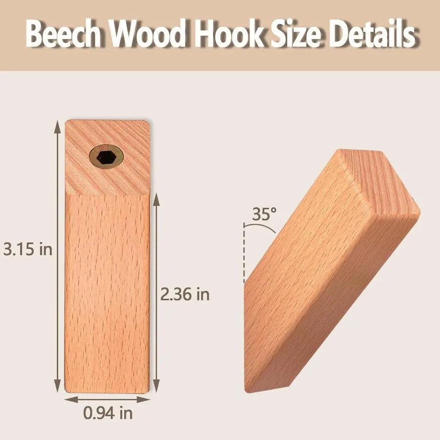 Handmade stylish wooden coat hooks 4pack wall mounted for hanging towels bags hats heavy duty tural wood entryway