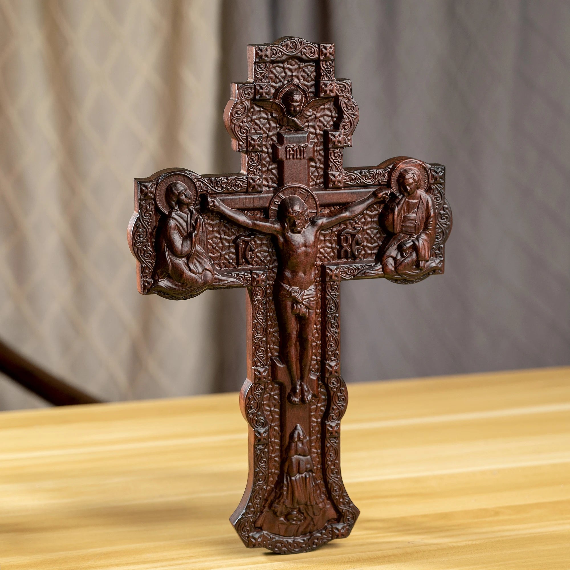 Russian orthodox cross jesus wall wooden icon christian home decoration religious statue saint - religious (christian)