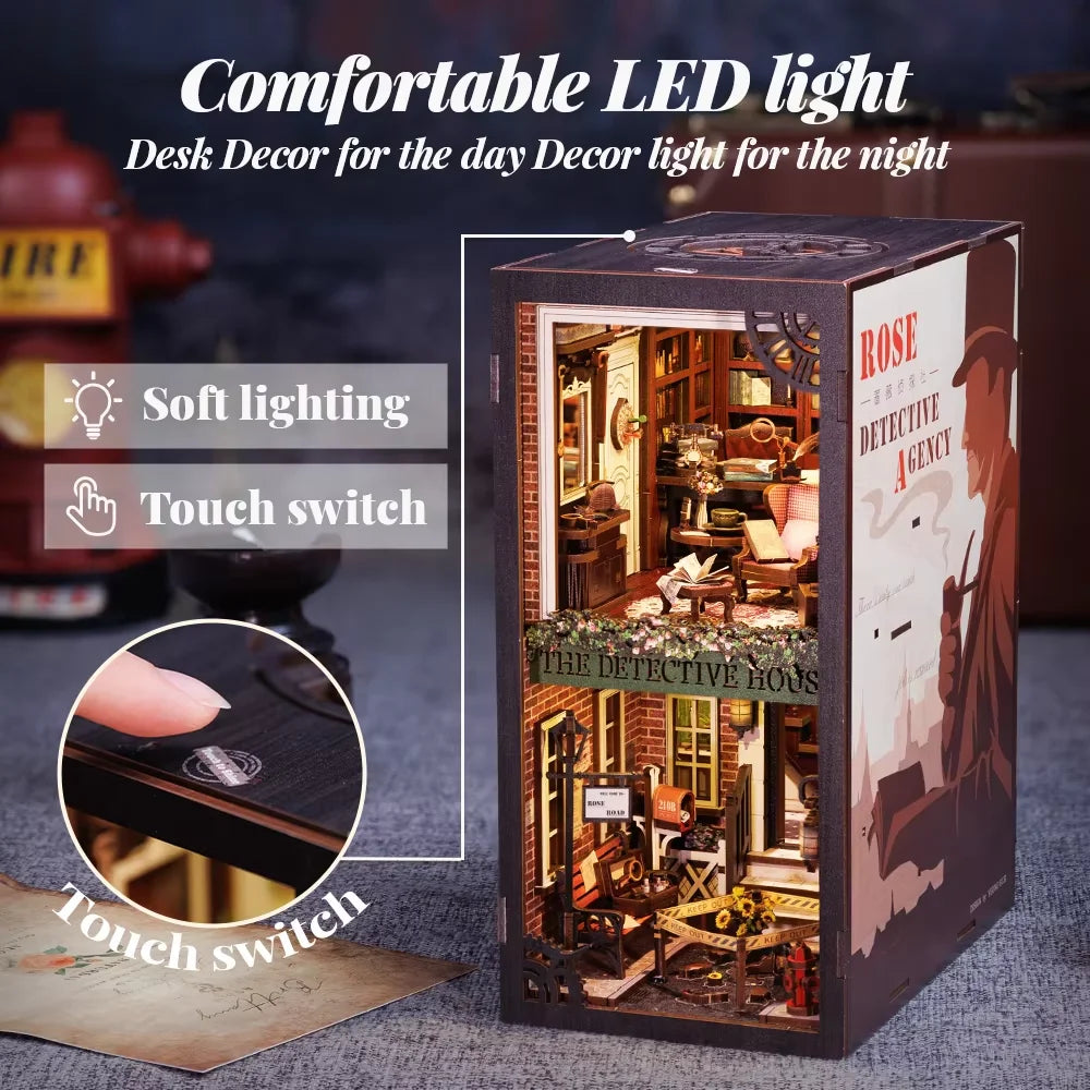 Cutebee diy book nook kit 3d wooden puzzle home decoration house for bookshelf miniature insert magic booknook - sz02b