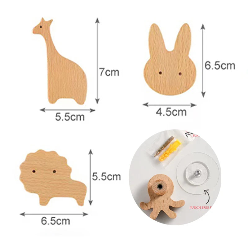 3pcs wood hooks organization wall holder clothes hanger keychain door hook bathroom kitchen accessories deco for home