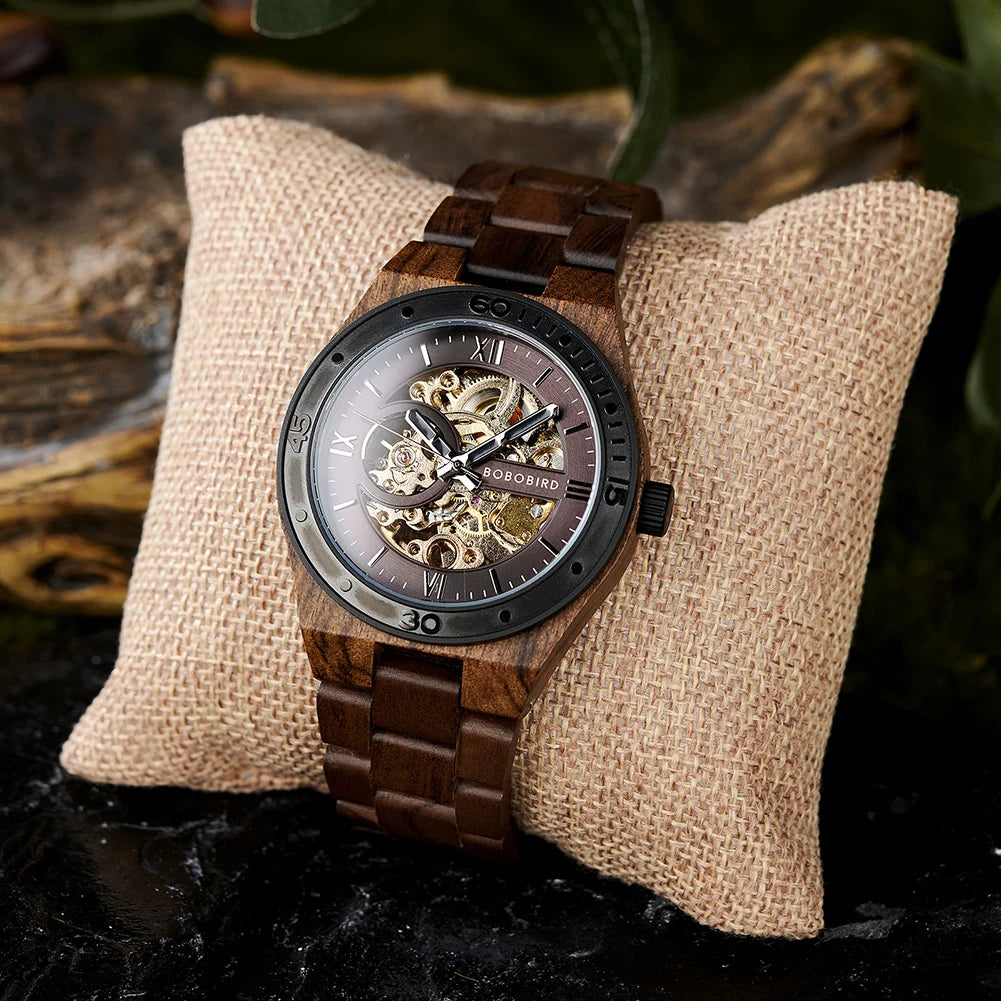 Luxury fashion men’s watches with automatic movement mechanical wrist from bobo bird the hottest gifts for father’s day
