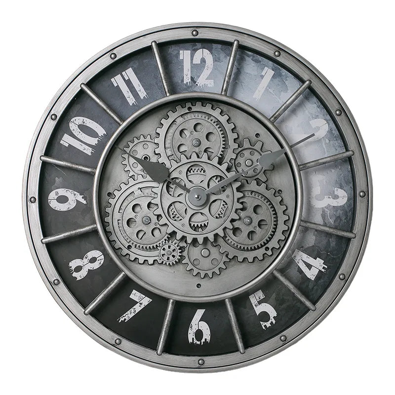 Round gear wall clock handicraft wholesale retro light luxury custom watch - c / 45.5x45.5x7.5cm