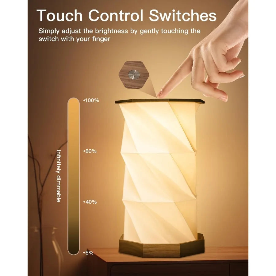 Rechargeable portable table lamp small cordless desk led stepless dimmable night lights bedside foldable paper for ho