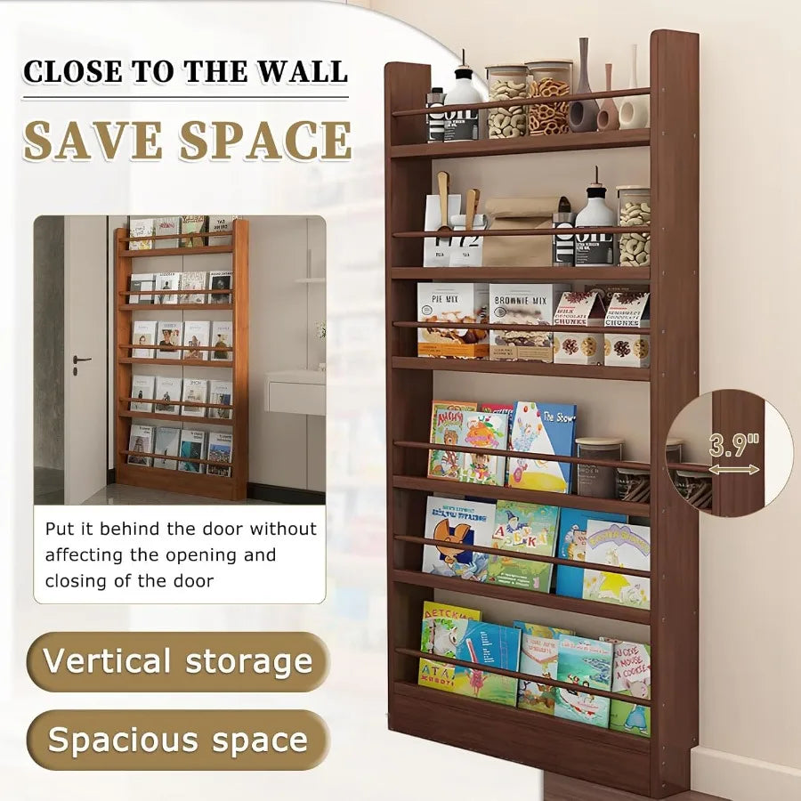 Behind the door bookshelf for room s bedroom wall small hidden hanging wood bookcase toy storage shelves shelving