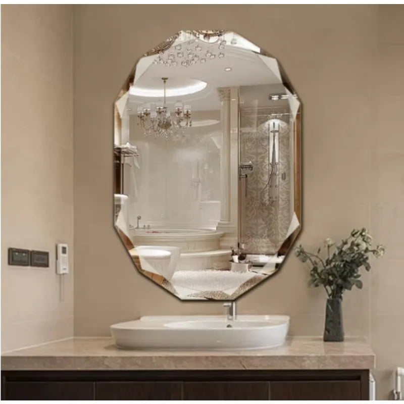 Single beveled edge frameless wall mount bathroom vanity mirror,classic fashion suitable for rooms bedrooms bathrooms