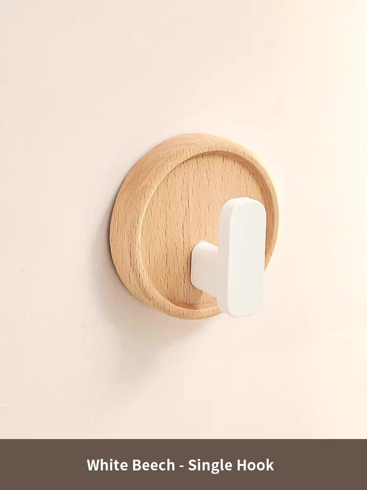 Walnut wood coat rack hooks black wall hangers for hanging keys clothes bathroom robe and towels entryway， no drilling