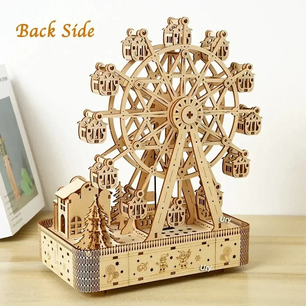 Ferris wheel hands craft diy 3d wooden puzzle instrument assembly building model kit brain teaser puzzles toy - ferris