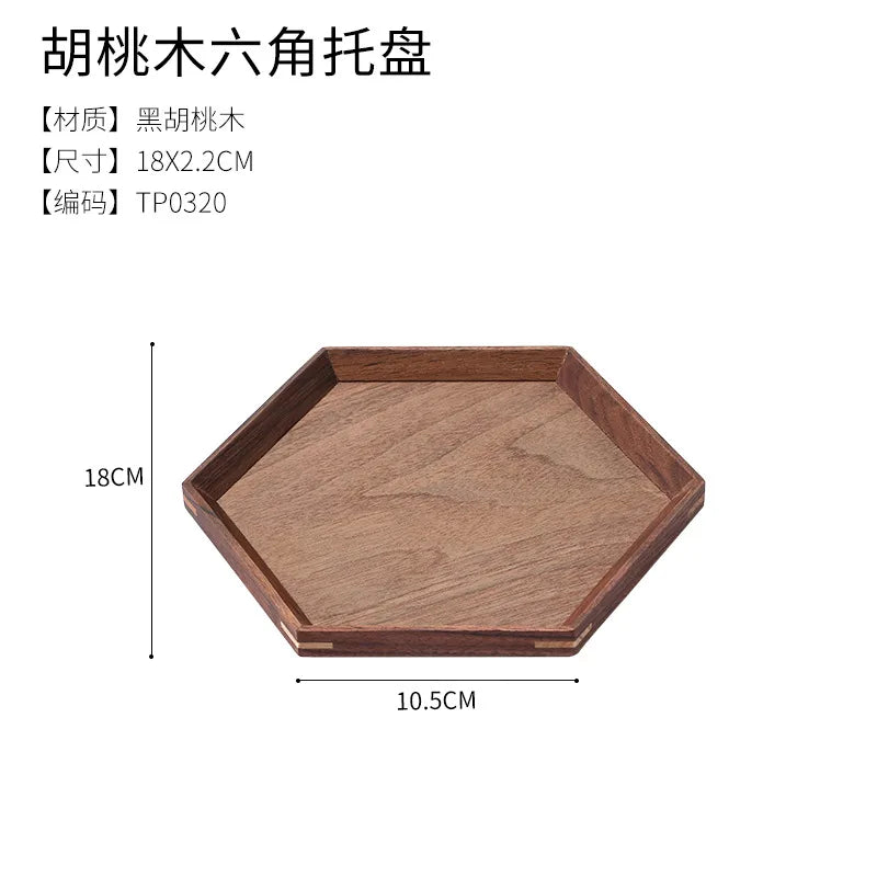 Scandinavian black walnut wood tray rectangular household tea fruit plate high value dinner - tp0320