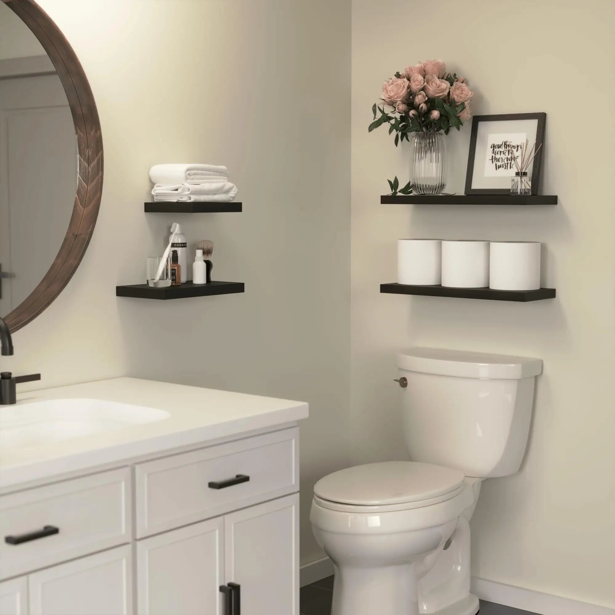 Floating shelves with invisible bracket rustic wood wall mounted set of 4 hanging display for room d - united states