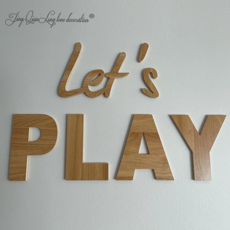 Custom let’s play-wall lettering wooden nursery sign playroom decor bedroom art
