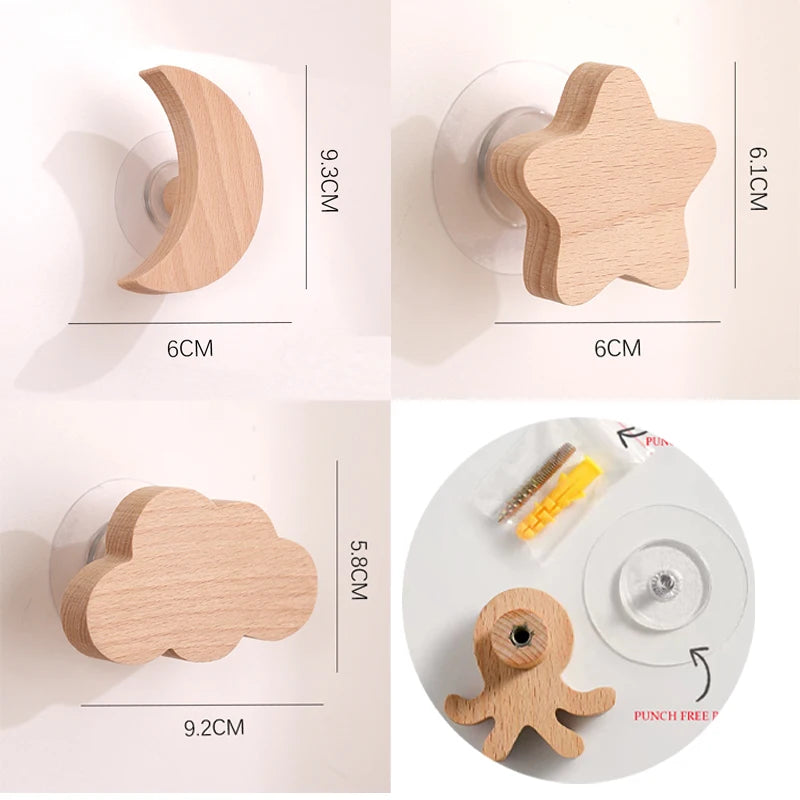 3pcs wood hooks organization wall holder clothes hanger keychain door hook bathroom kitchen accessories deco for home