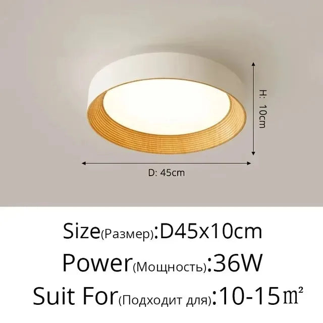 Nordic creative wood grain ceiling lamp minimalist round led chandelier living room balcony bedroom hotel decor