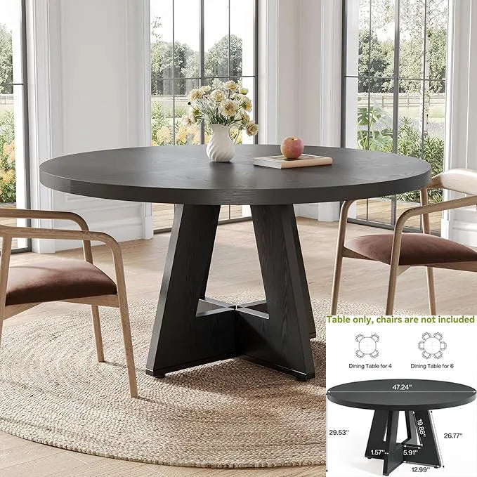 Little tree black dining table for 4-6 modern kitchen with tapered wood legs and tabletop living room - 02 / united