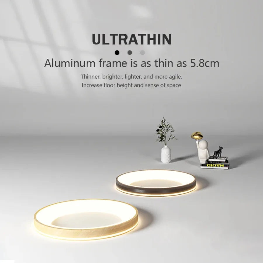 Modern led ceiling light simple circular wood grain large-sized ceiling lamp dining room living bedroom study home