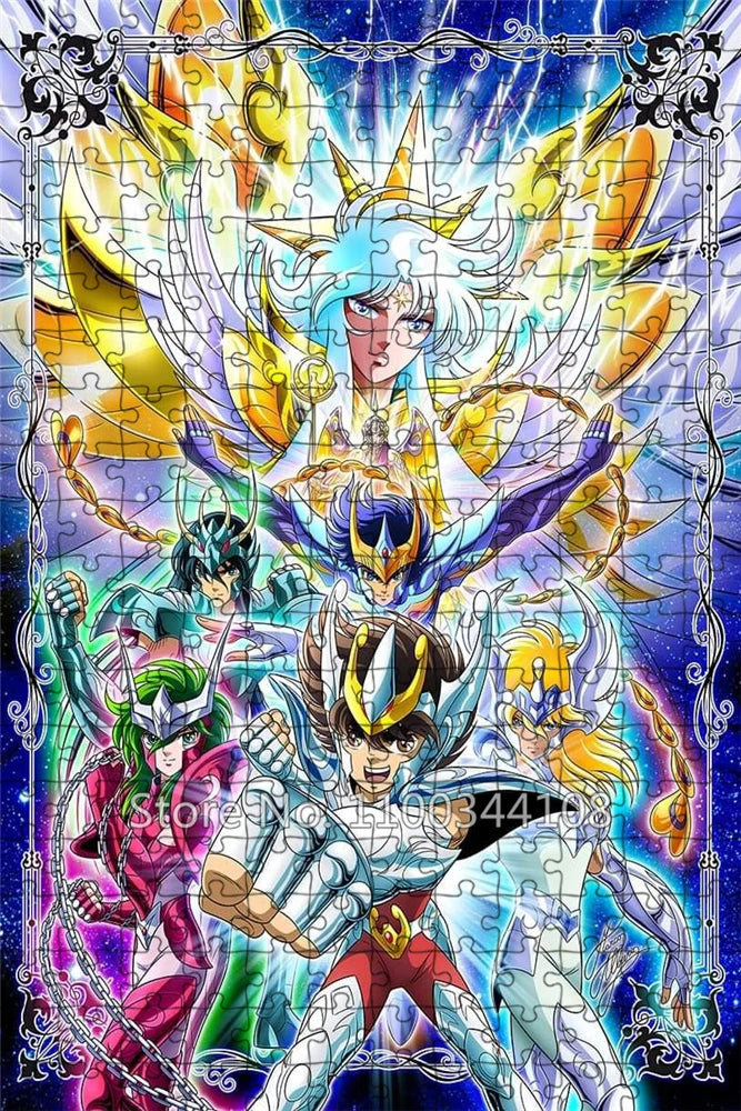 Saint seiya puzzle japanese anime knights of the zodiac 300/500/1000 jigsaw puzzles children’s educational toys family