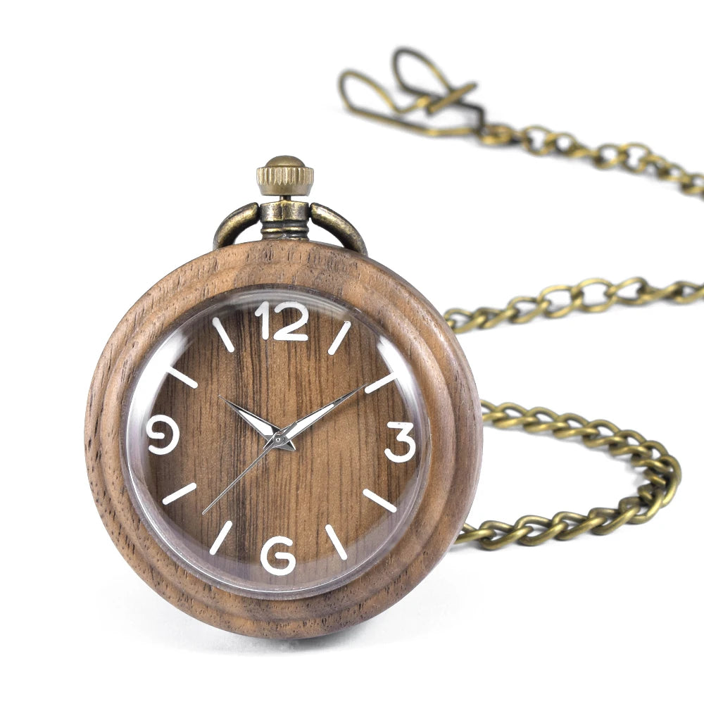 Wooden pocket watch,customized watches for men handmade bamboo wood analog quartz custom watch with c - grey
