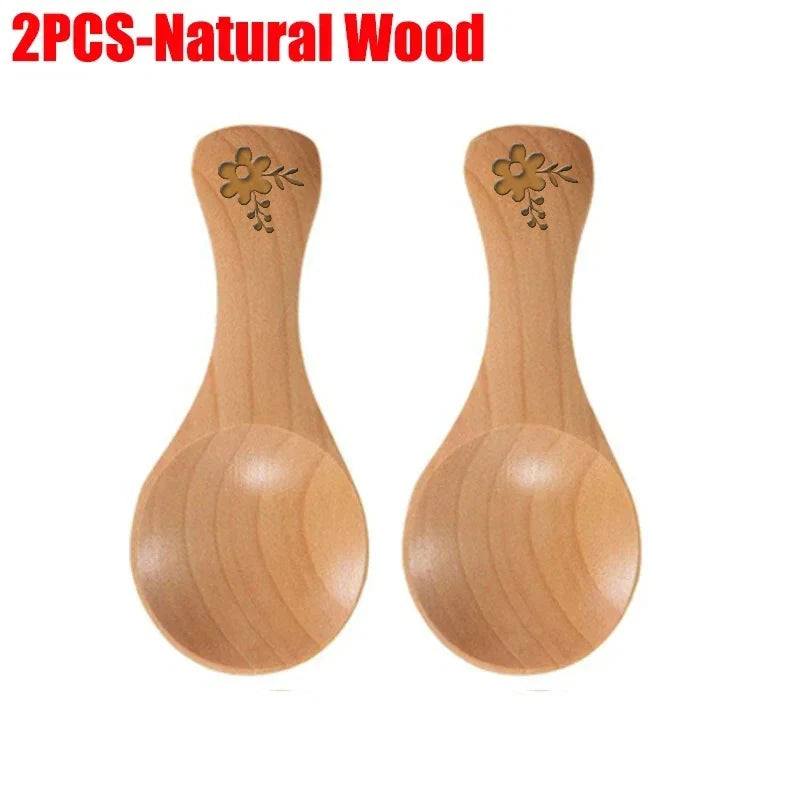Customized short handle small natural wooden spoonstea coffee kitchen spice condimentsalt sugar enduring mini spoon