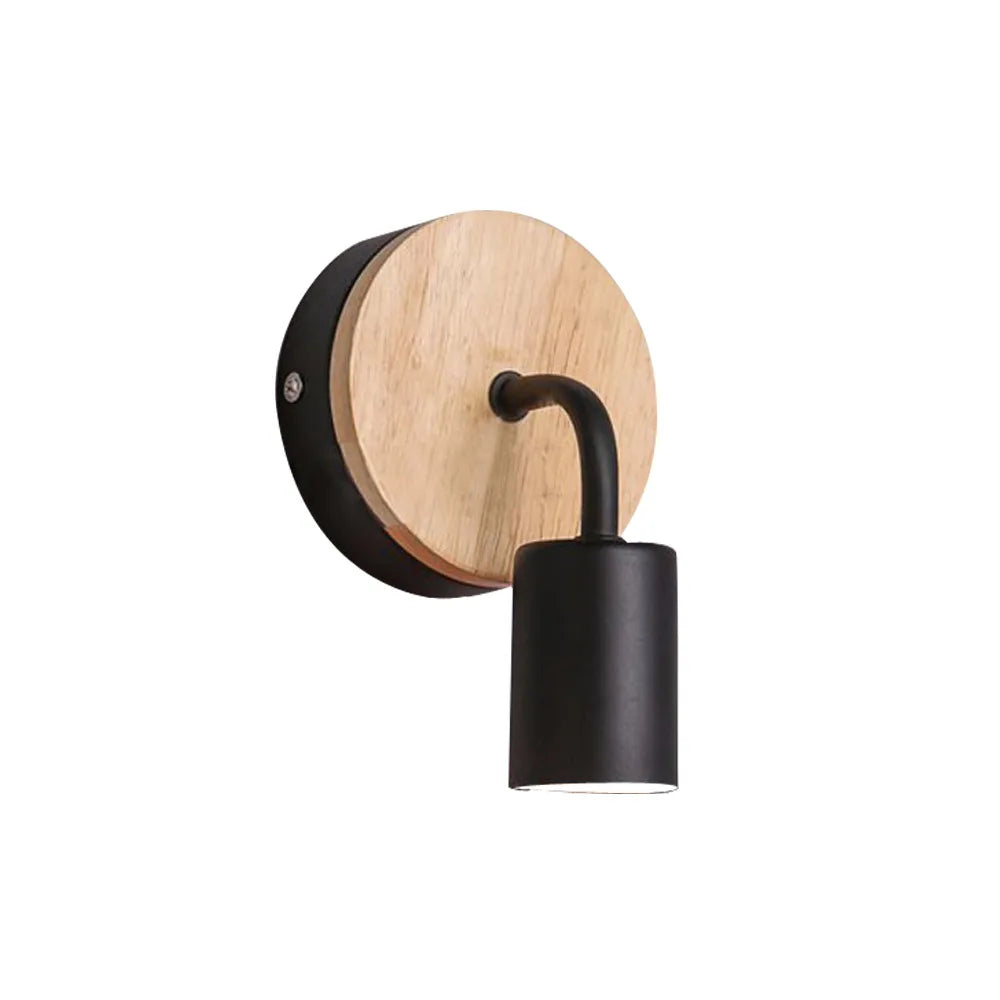 1.8m modern simple iron art wall light fixture e27 with eu plug wood bedside lamp for bedroom living room stair aisle