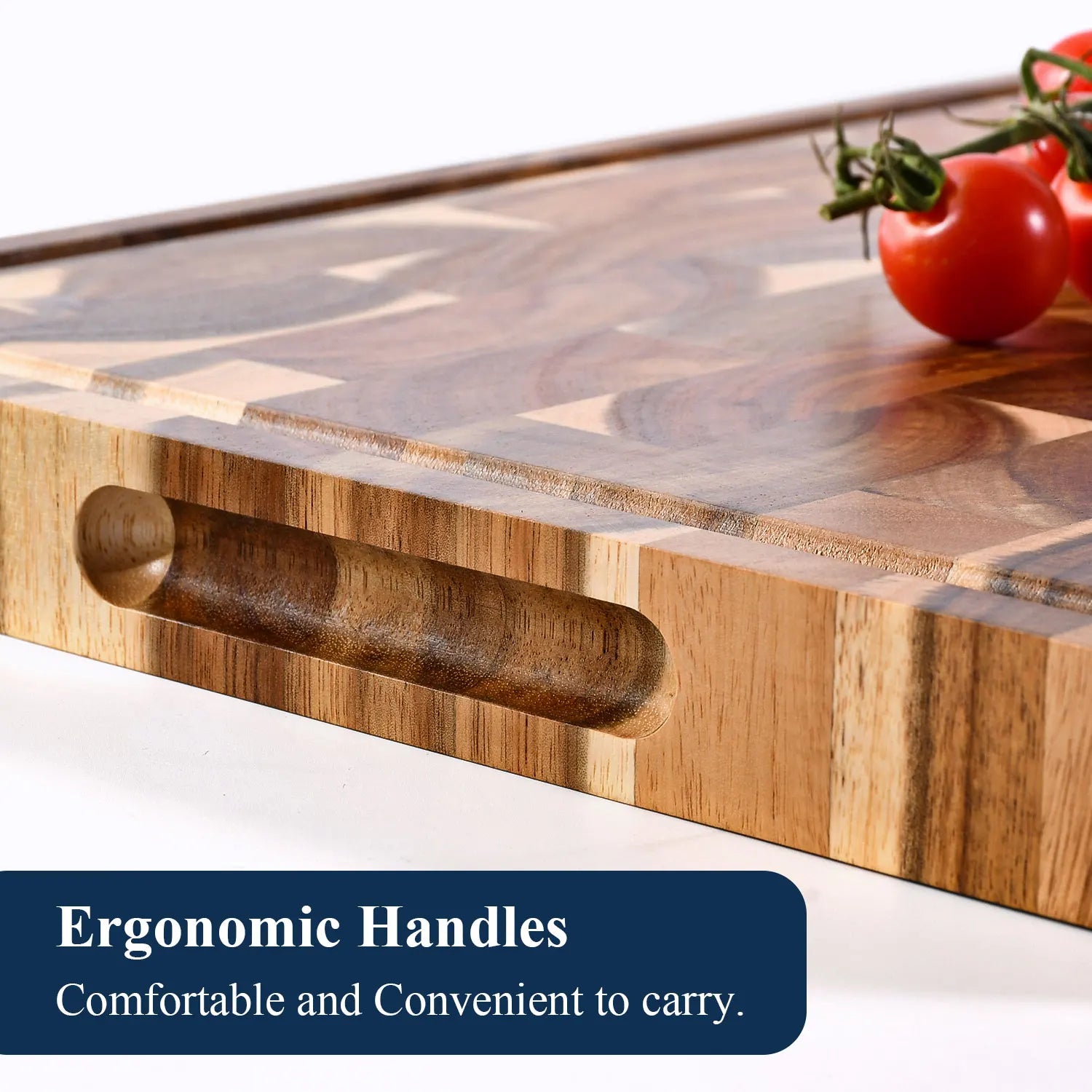 16 inch end grain acacia wooden chopping board serving cutting carving for turkey meat bbq with juice groove