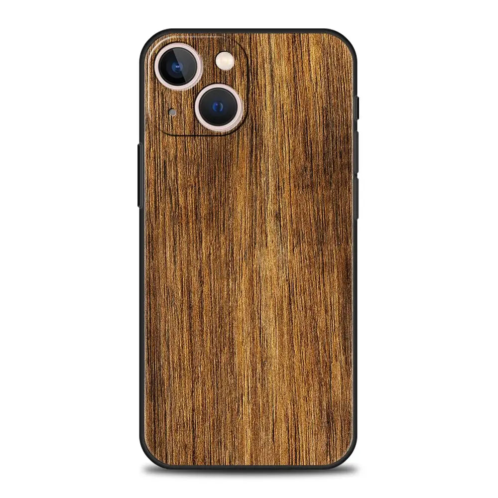 Carved wood phone case for iphone apple 14 13 12 11 pro max mini 7 8 plus xr xs x se 2020 black silicone cover coque