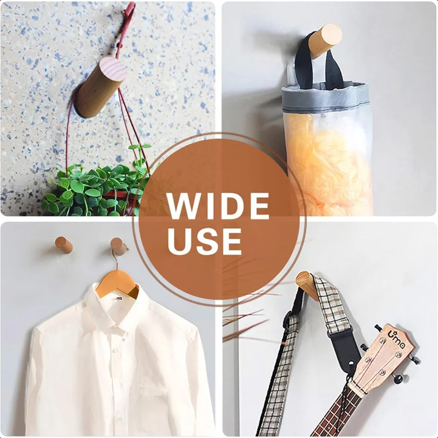 Wood wall hooks 4 pack coat mounted rustic wooden heavy duty robe hook hat rack for hanging bathroom towels clothes