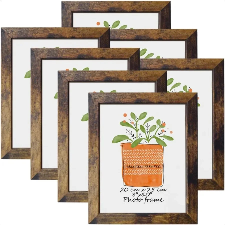 8x10 picture frame rustic brown frames fits 8 by 10 inch prints wall tabletop display 7 pack - united states
