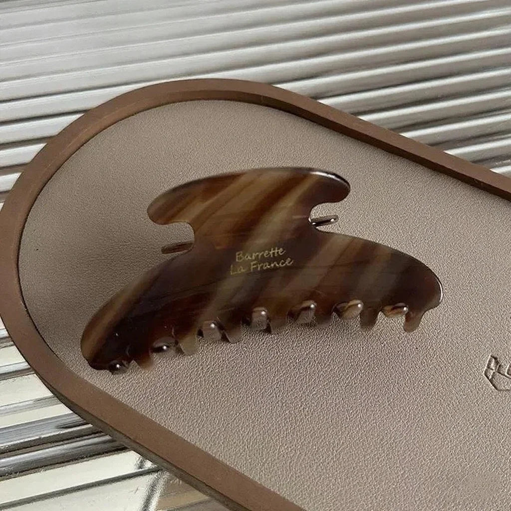 1pc elegant vintage french hair clip two-tone with wood grain & marbled design perfect for casual daily dressing cute