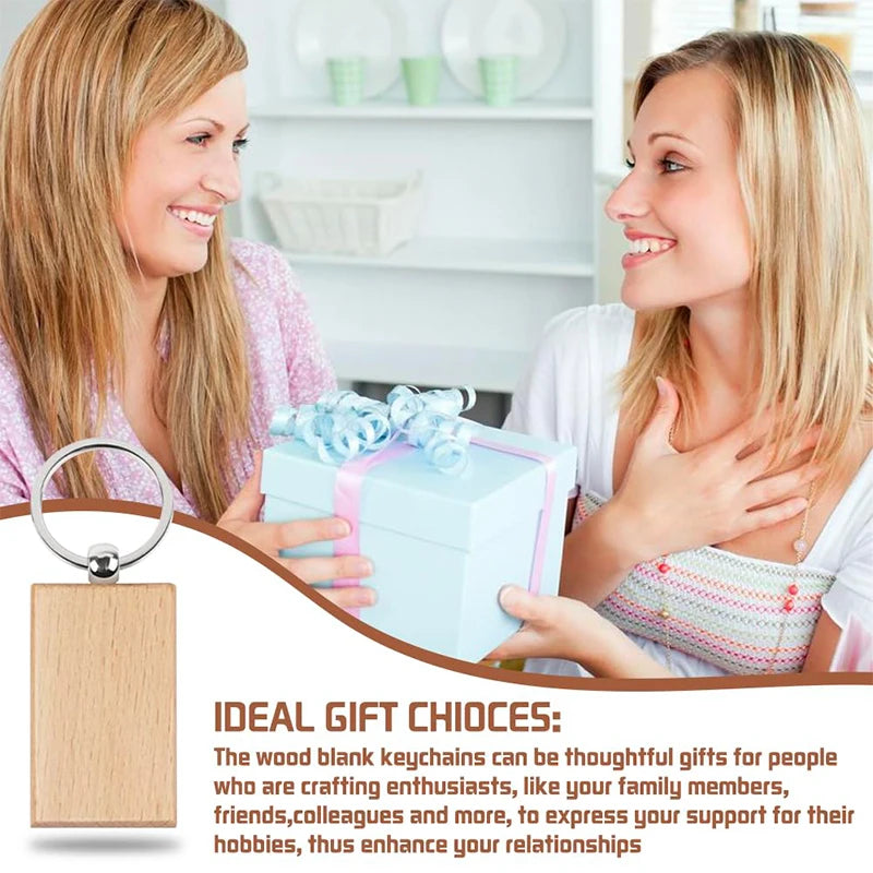 120pcs blank wooden keychain diy wood car keyring bulk wholesale - key chain