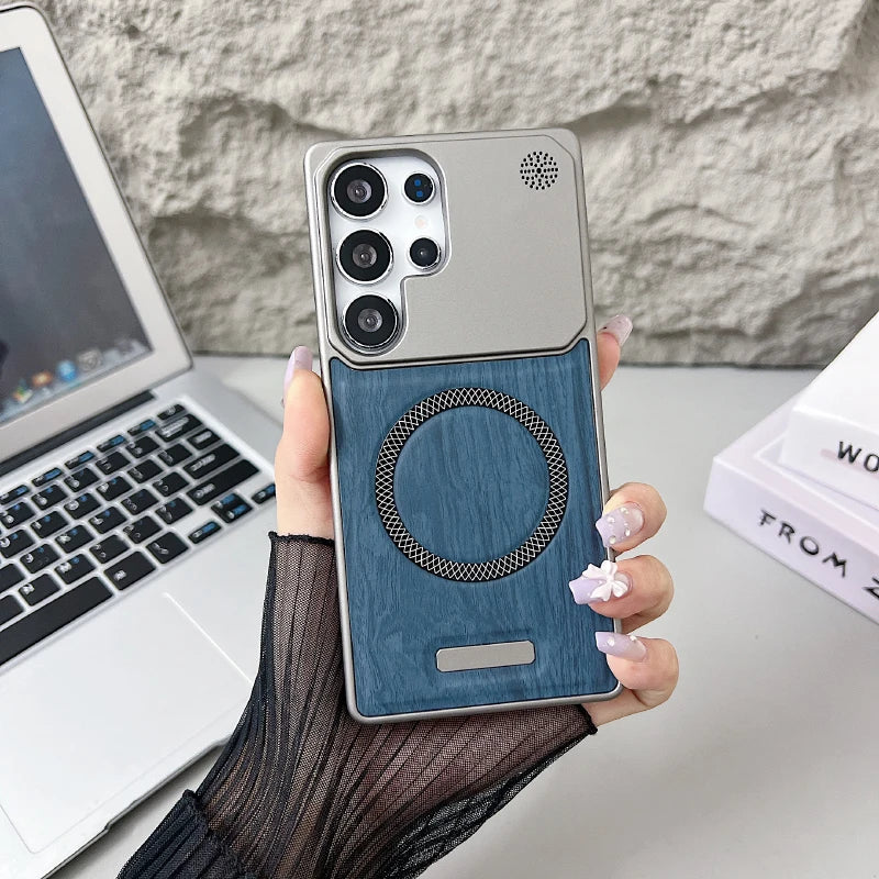 For magsafe magnetic luxury solid color wood grain not bordered aromatherapy phone case samsung s25 ultra s23 s24