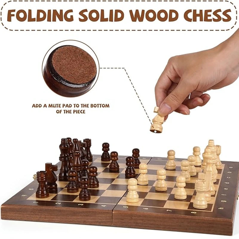 30cm/12inch travel chess wooden magnetic chessboard - with 2 additional queen’s family game - 1 set