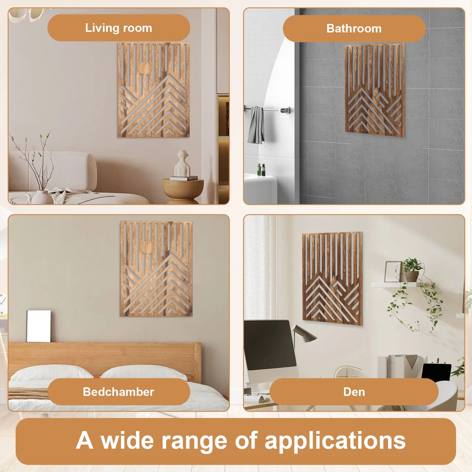 3pcs wood wall art sculpture decor openwork wooden ornament easy to hang timber artwork for home living room