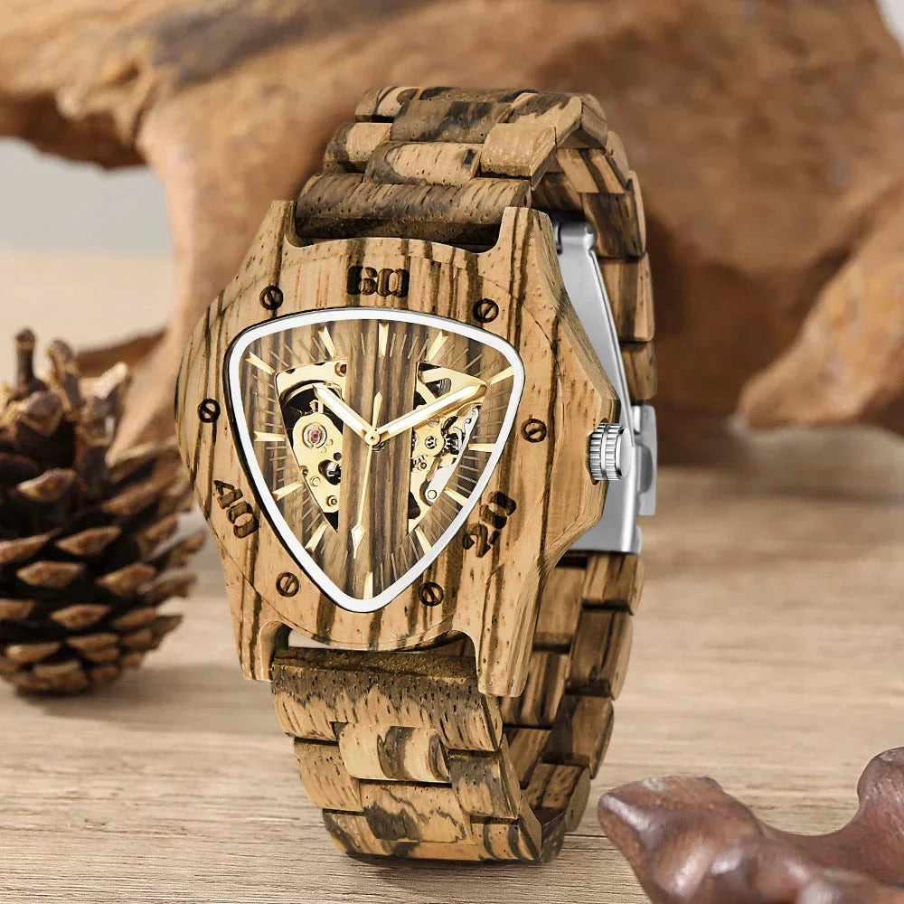 2025-new-mens-wooden-hollow-mechanical-watch-triangle-unique-design-fashionable-business-fashion-accessory