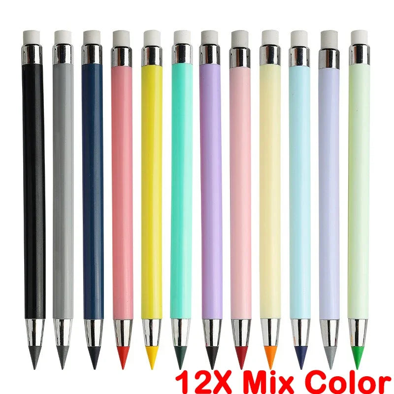 12 colors unlimited writing color pencil no ink novelty eternal pencils pen art painting school office supplies