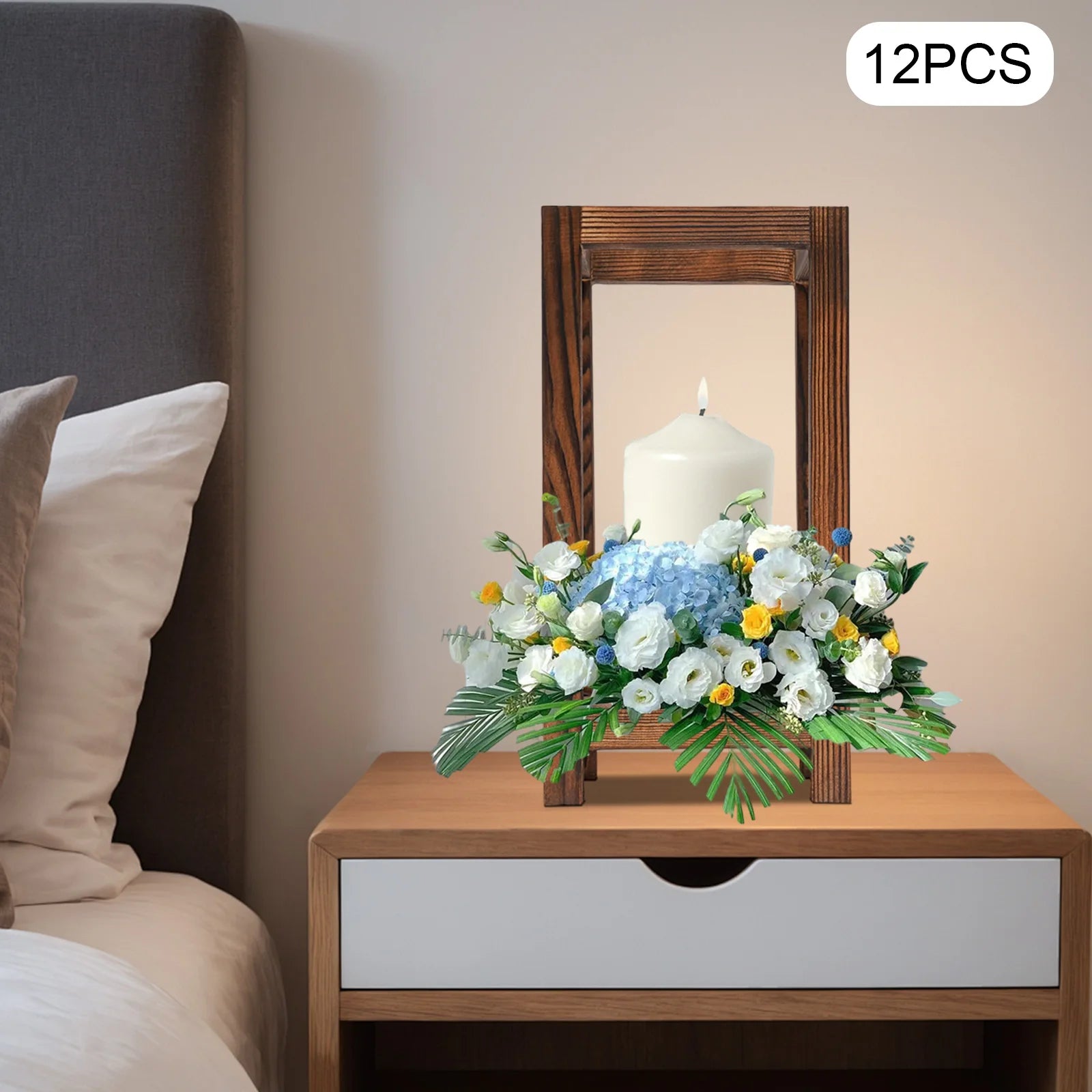 12 pcs brown wooden wedding lantern centerpiece rustic table decoration farmhouse decor candle holder - united states