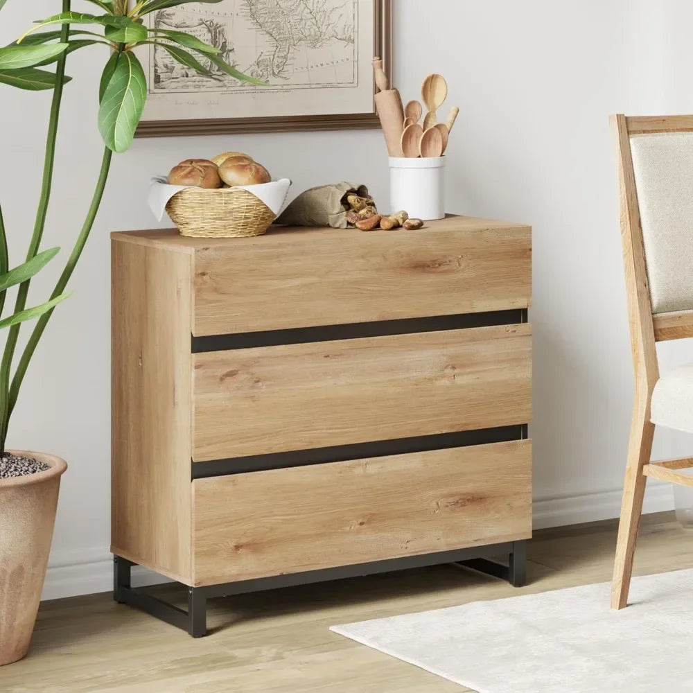 Dresser for bedroom closet organizers and storage with 3 drawers chest of metal base modern wood