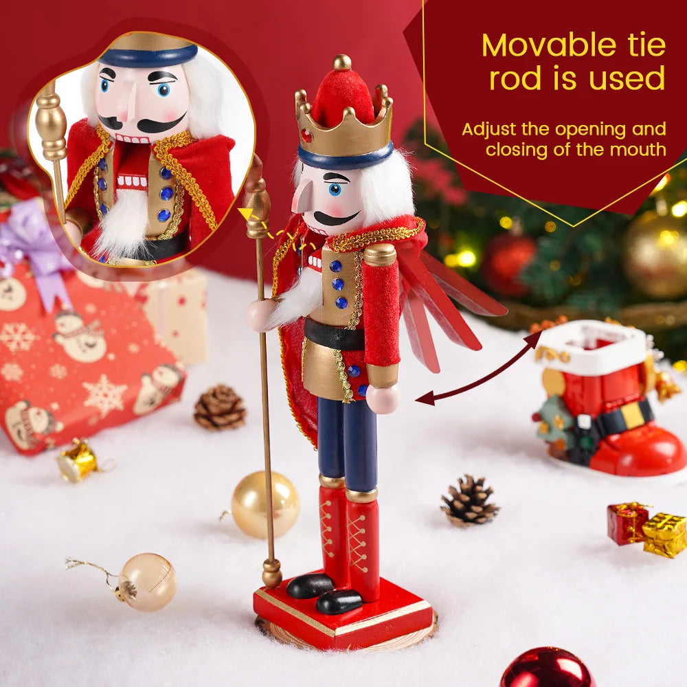 38cm king nutcracker soldier with cloak wooden puppet christmas decor holiday gift home office decoration festive