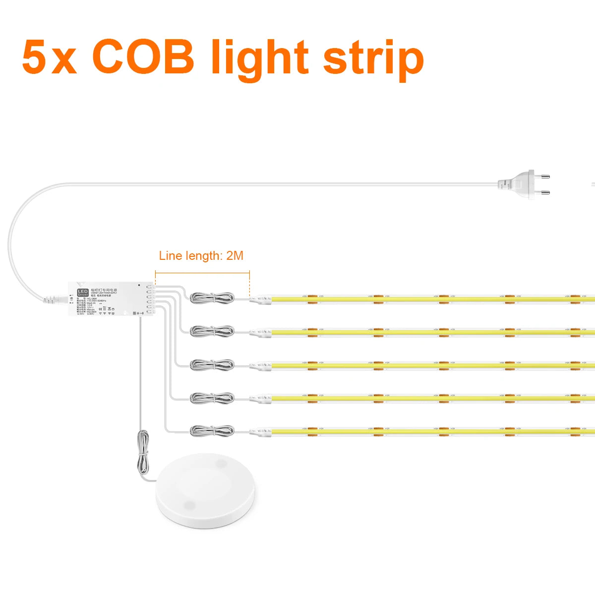Led acoustic board decorative cob light strip touch dimmable wall background lamp show shelf under cabinet bedroom