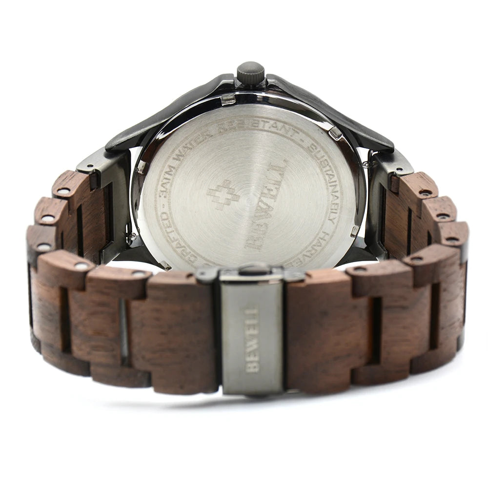 Men’s handmade wooden wrist watch fashion minimalist slim analog quartz for men - 199a