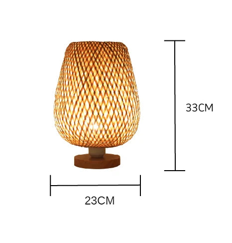 Oudeladi vintage bamboohandicraft table lamps handmade bedroom bedside desk lights living room decor warm bamboo wood