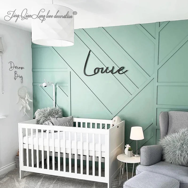 Custom boy’s nursery decor wooden name sign scribble font - wall art - personalised baby