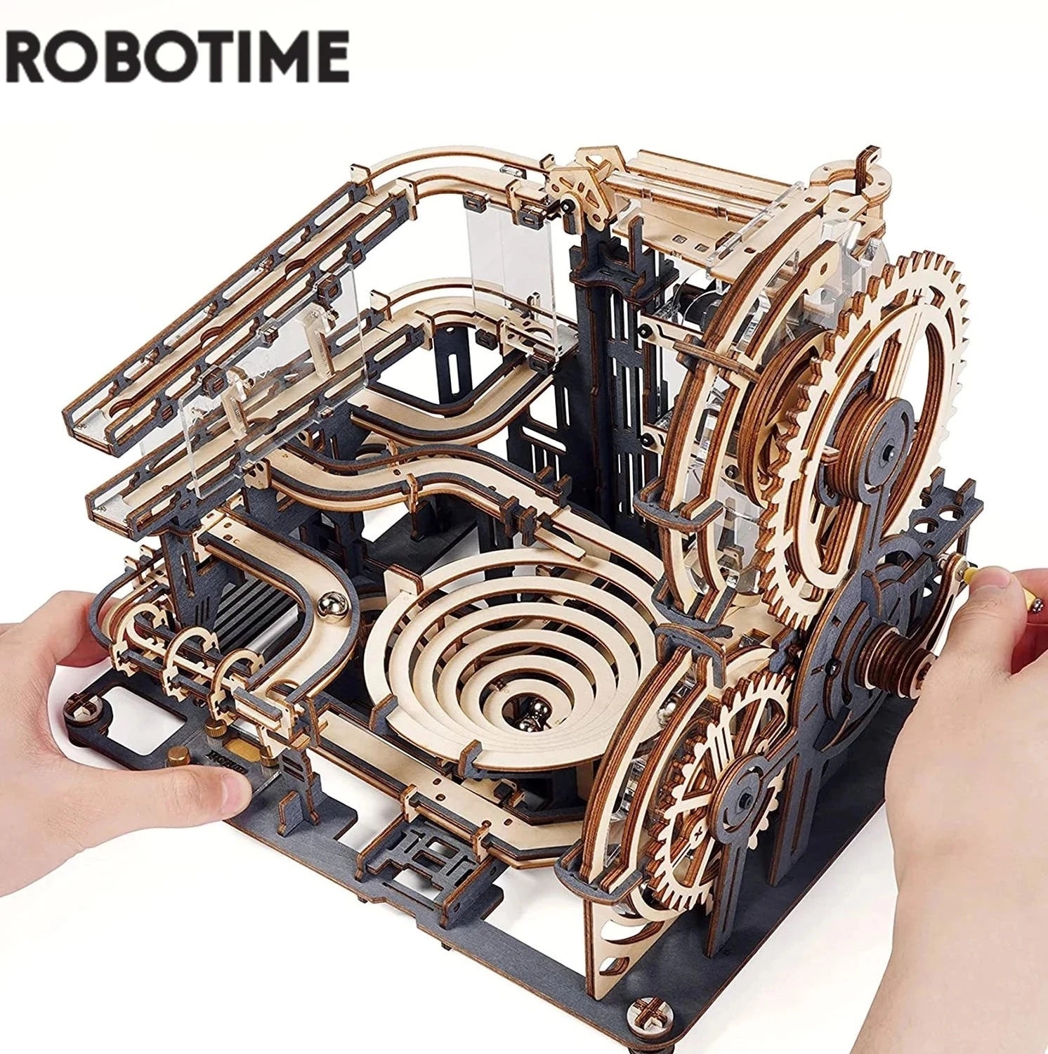 Robotime rokr marble run set 5 kinds 3d wooden puzzle diy model building block kits assembly toy gift for teens adult