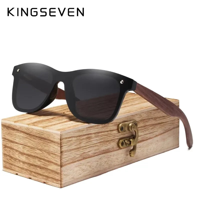Kingseven uv400 sunglasses for men polarized walnut wood handmade sun glasses high quality protection women eyewear