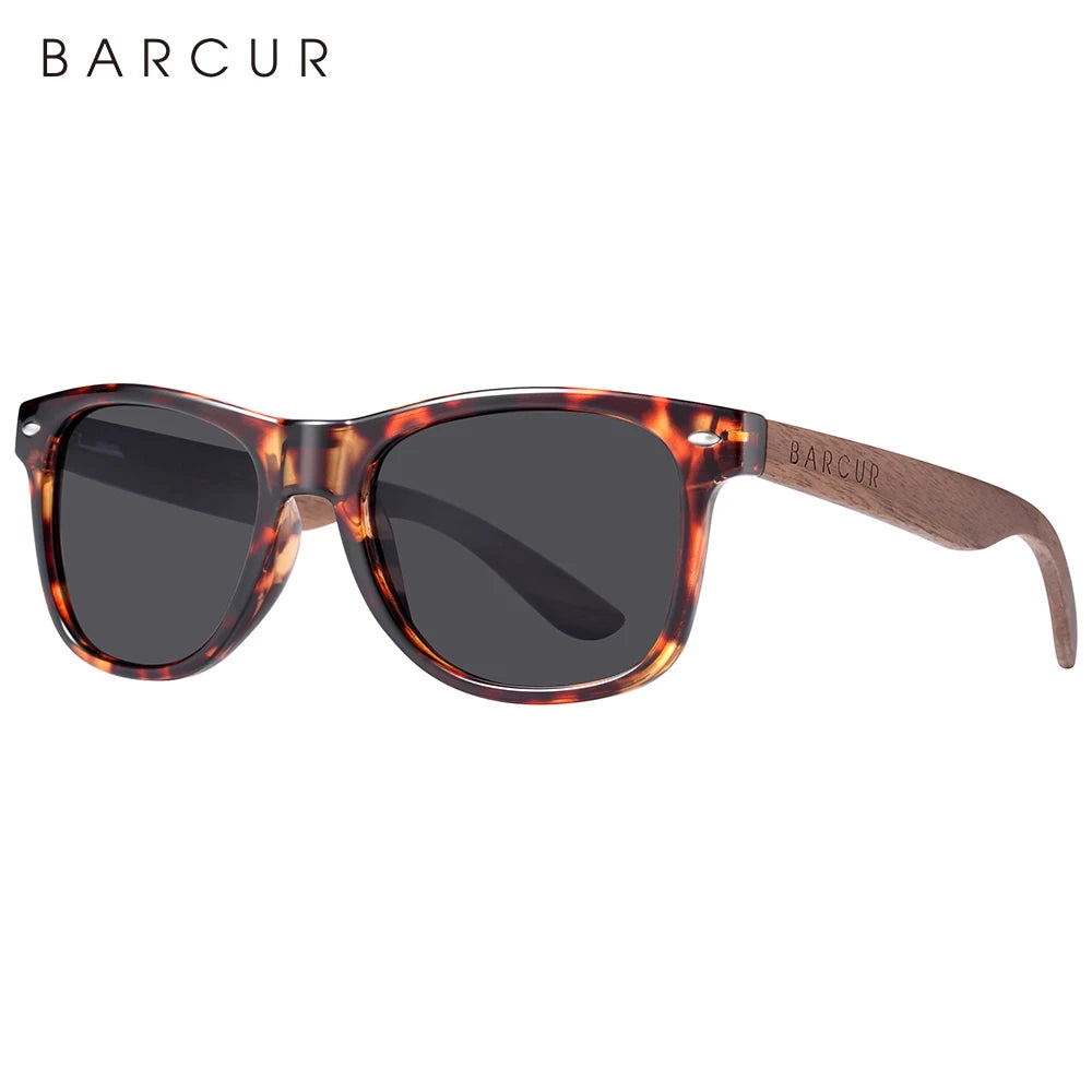 Barcur high quality black walnut sunglasses anti-reflecti men women mirror sun glasses male uv400 wooden sunglass
