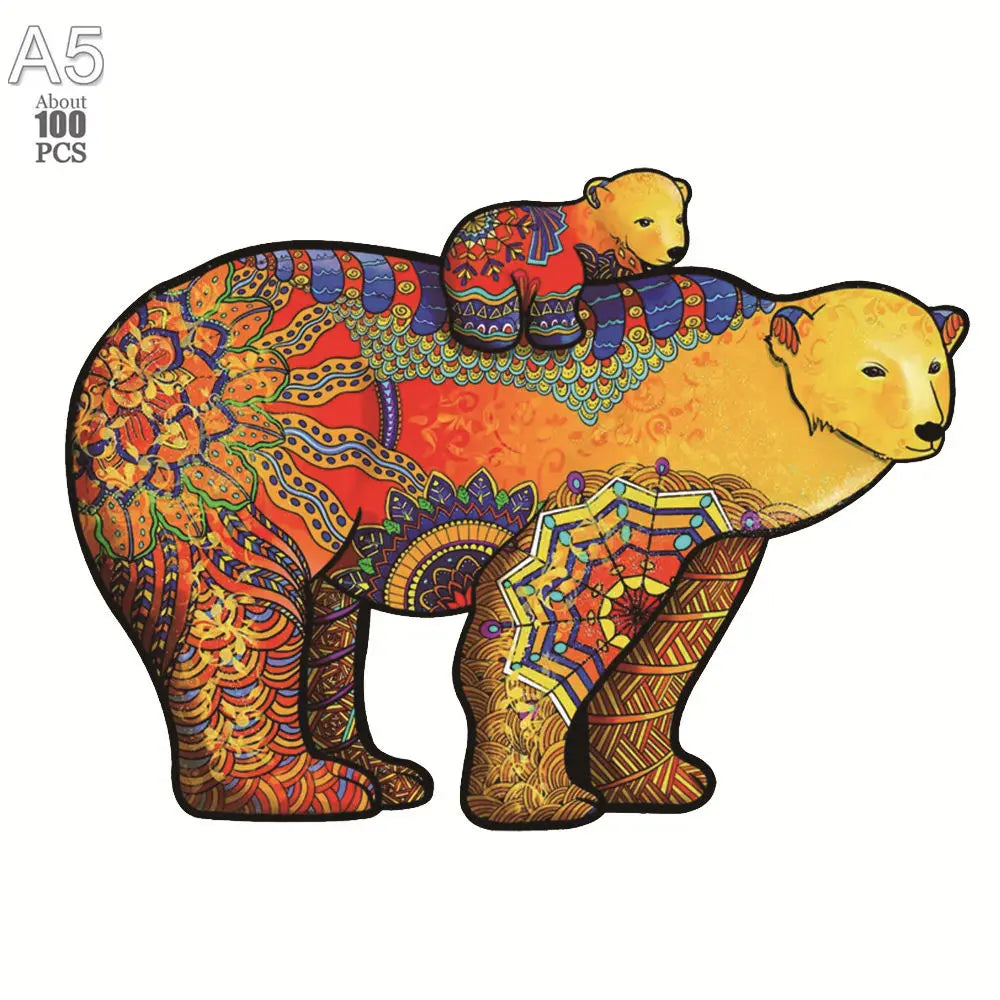 Diy wood jigsaw for kids adult dog elephant wooden animal puzzle high quality panda puzzles brain twister toys