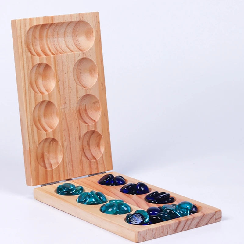 Novelty mancala game african gem chess with 48 glass stones household interactive toys for parents and kids dropshipping